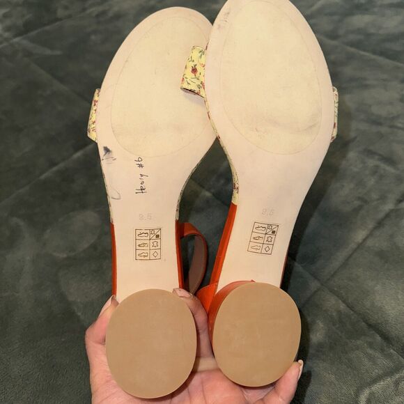 Jeffrey Campbell Anthropologie Madison W9.5 Yellow Orange Ankle Strap Block Heel - Picture 6 of 7